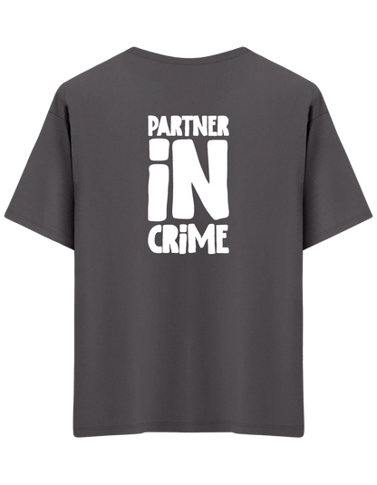 Partner in Crime Baskılı Bisiklet Yaka Oversize T-shirt