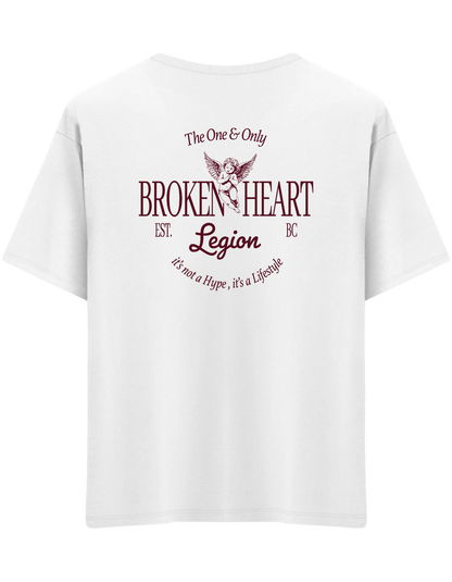 Broken Heart Baskılı Bisiklet Yaka Oversize T-shirt