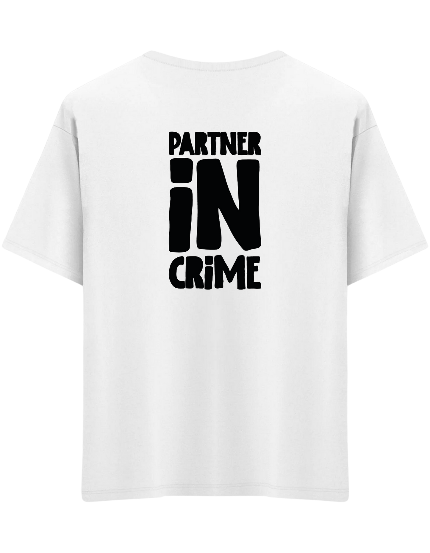 Partner in Crime Baskılı Bisiklet Yaka Oversize T-shirt