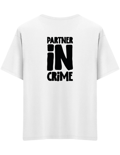 Partner in Crime Baskılı Bisiklet Yaka Oversize T-shirt