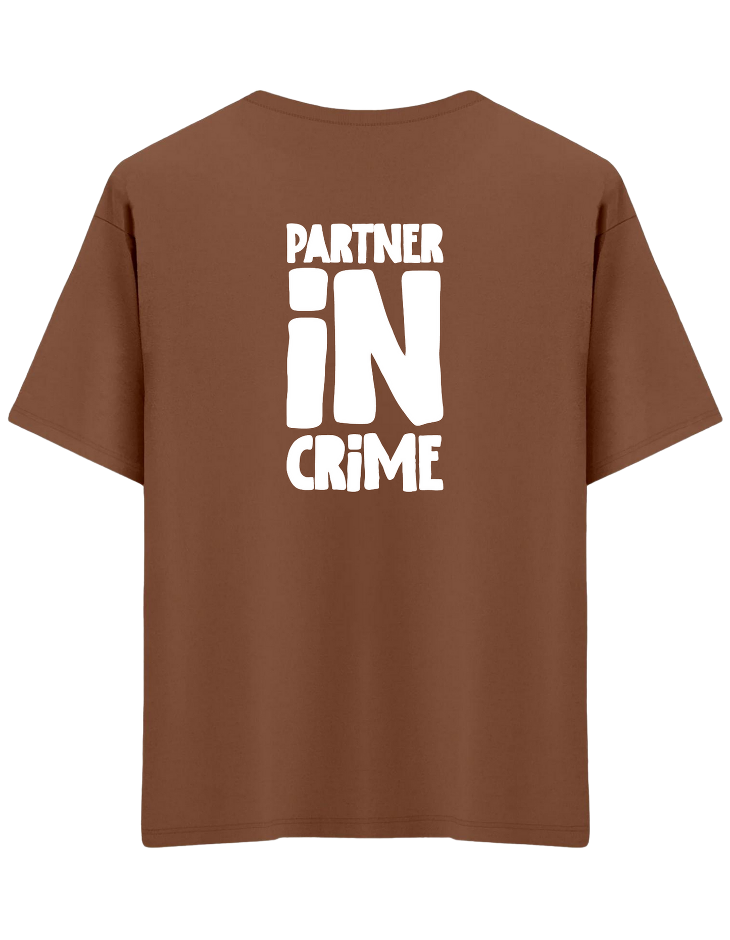 Partner in Crime Baskılı Bisiklet Yaka Oversize T-shirt
