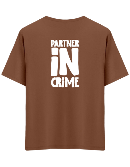 Partner in Crime Baskılı Bisiklet Yaka Oversize T-shirt