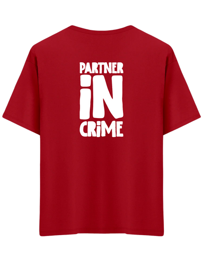 Partner in Crime Baskılı Bisiklet Yaka Oversize T-shirt