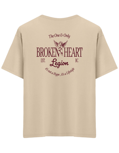 Broken Heart Baskılı Bisiklet Yaka Oversize T-shirt