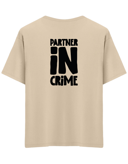 Partner in Crime Baskılı Bisiklet Yaka Oversize T-shirt