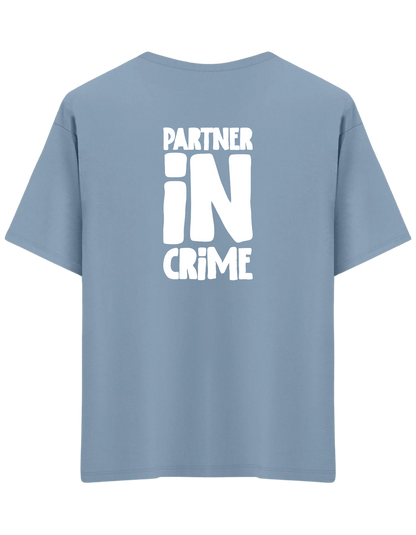 Partner in Crime Baskılı Bisiklet Yaka Oversize T-shirt