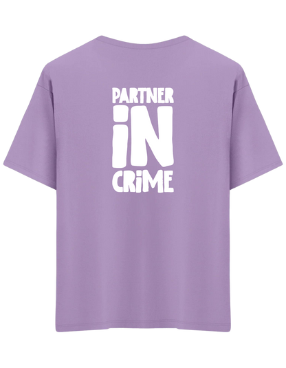 Partner in Crime Baskılı Bisiklet Yaka Oversize T-shirt