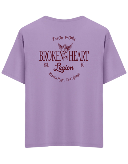 Broken Heart Baskılı Bisiklet Yaka Oversize T-shirt