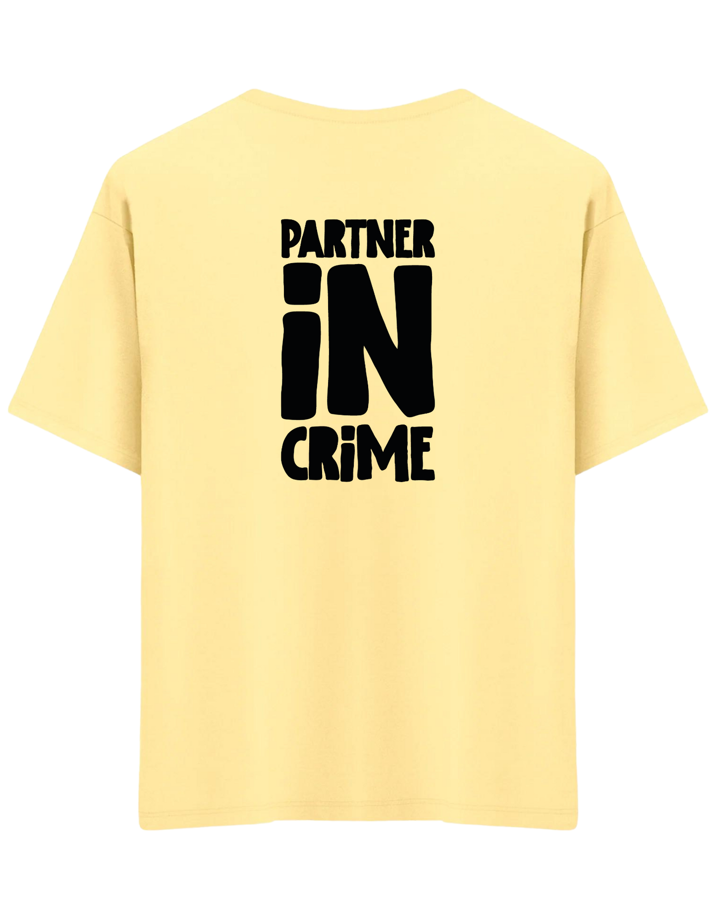 Partner in Crime Baskılı Bisiklet Yaka Oversize T-shirt