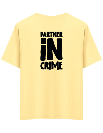Partner in Crime Baskılı Bisiklet Yaka Oversize T-shirt