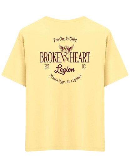 Broken Heart Baskılı Bisiklet Yaka Oversize T-shirt