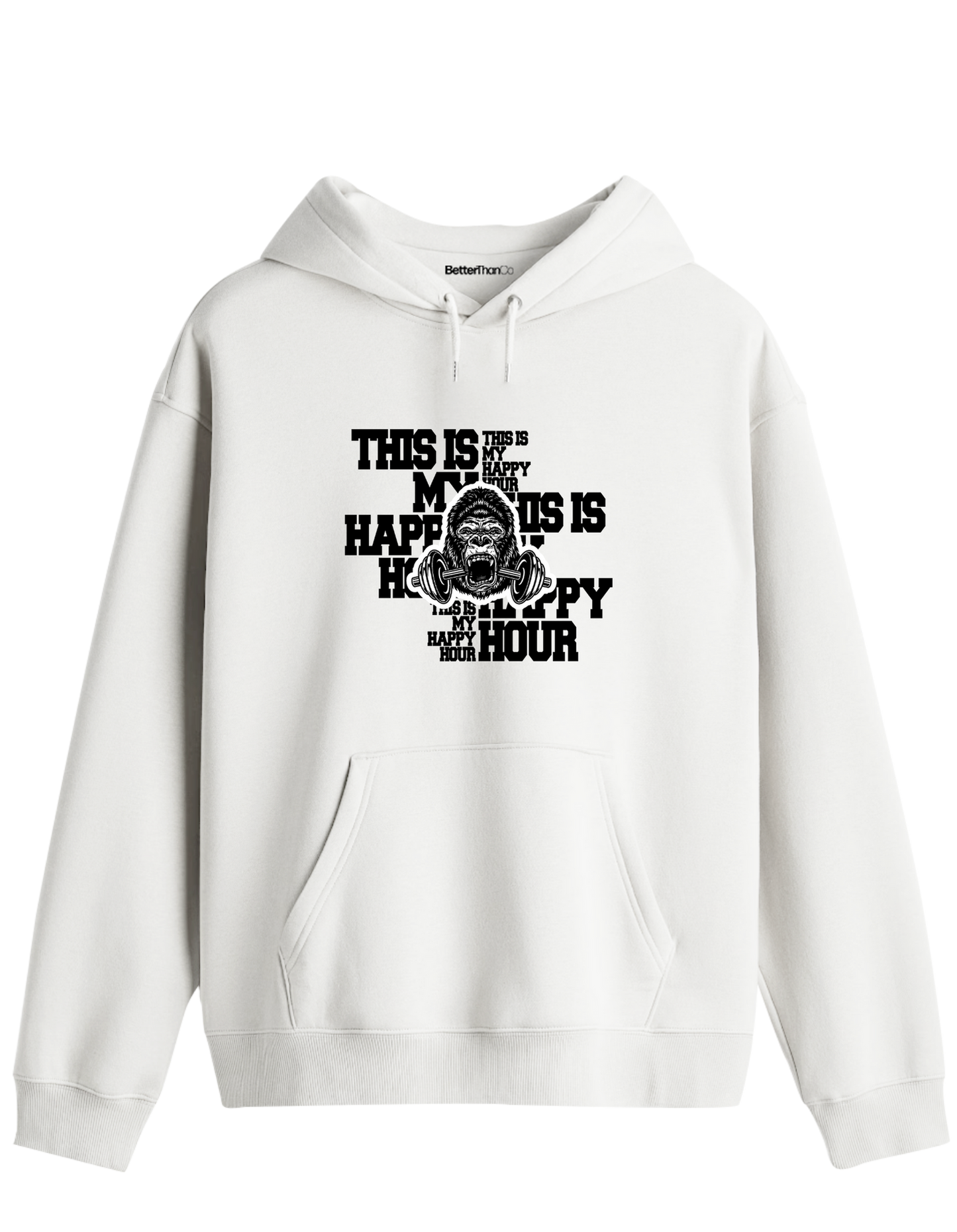 Happy Hour Baskılı Unisex Kapüşonlu Yaka Hoodie