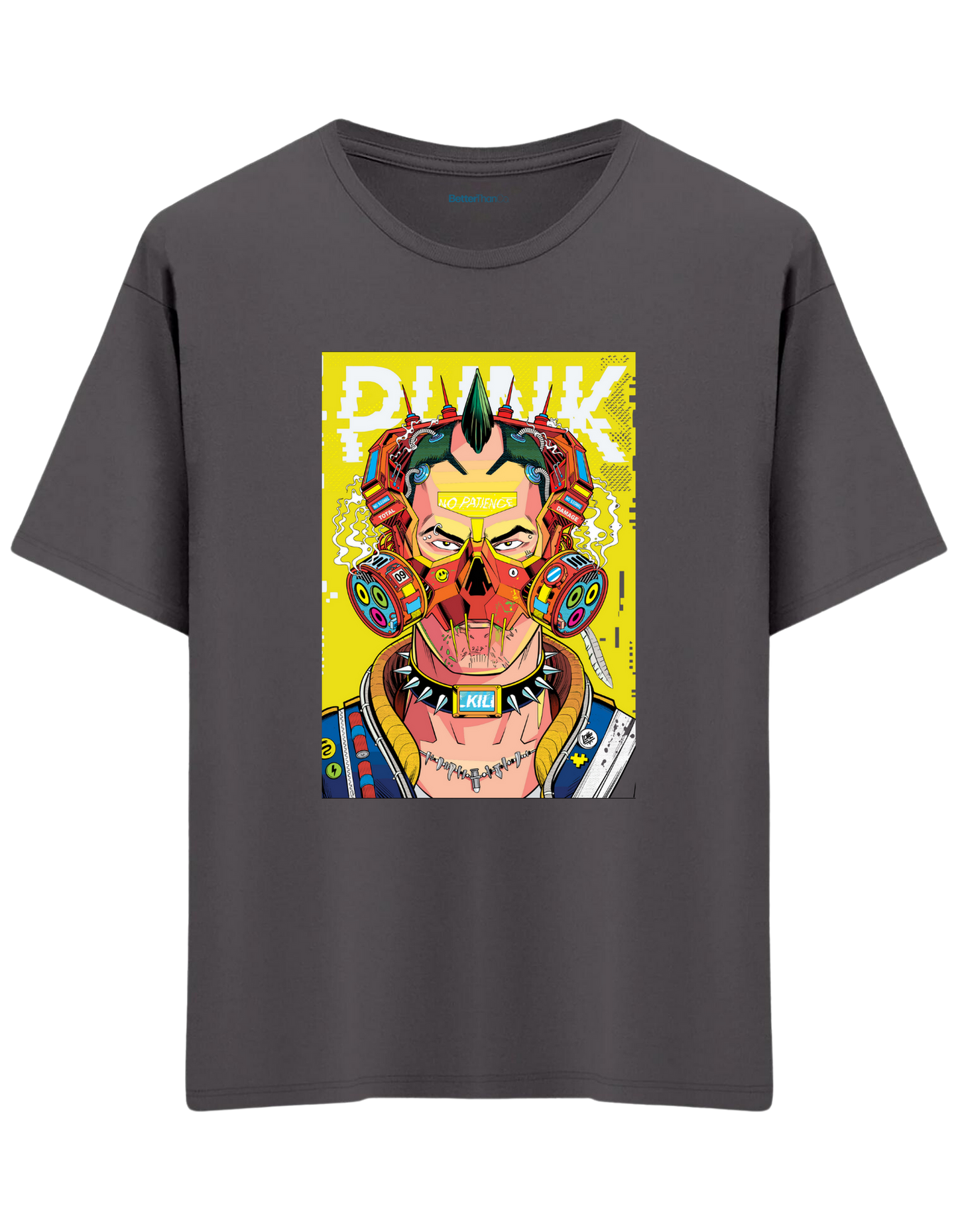 No Patience Baskılı Bisiklet Yaka Oversize T-shirt