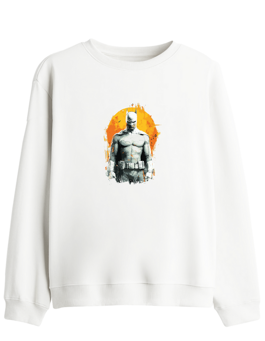 Whiteman Baskılı Bisiklet Yaka Sweatshirt
