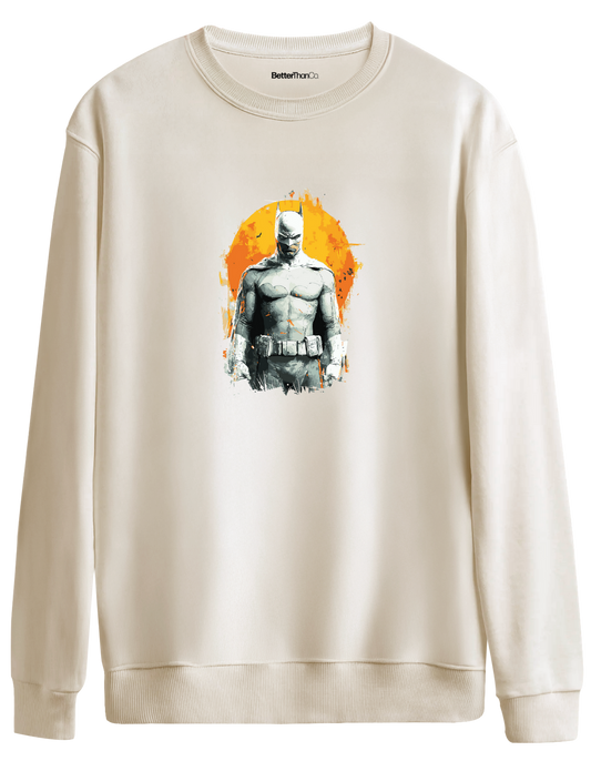 Whiteman Baskılı Bisiklet Yaka Oversize Sweatshirt