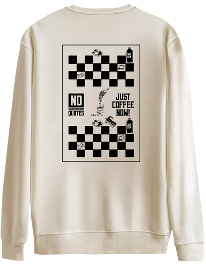 Just Coffee Baskılı Bisiklet Yaka Oversize Sweatshirt