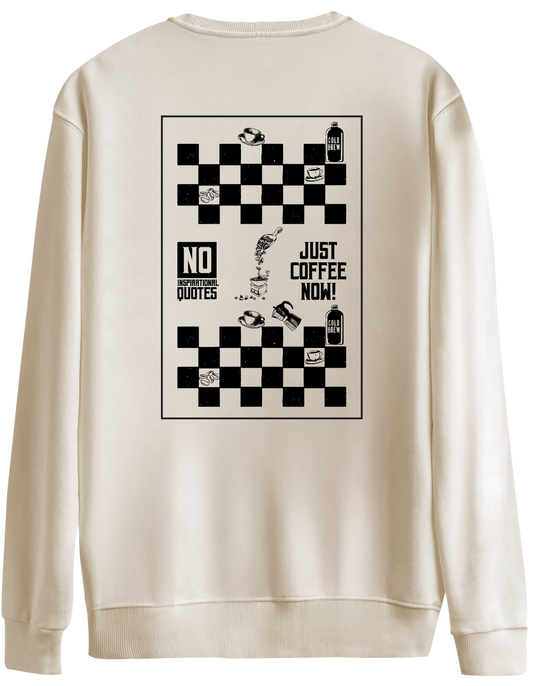 Just Coffee Baskılı Bisiklet Yaka Oversize Sweatshirt