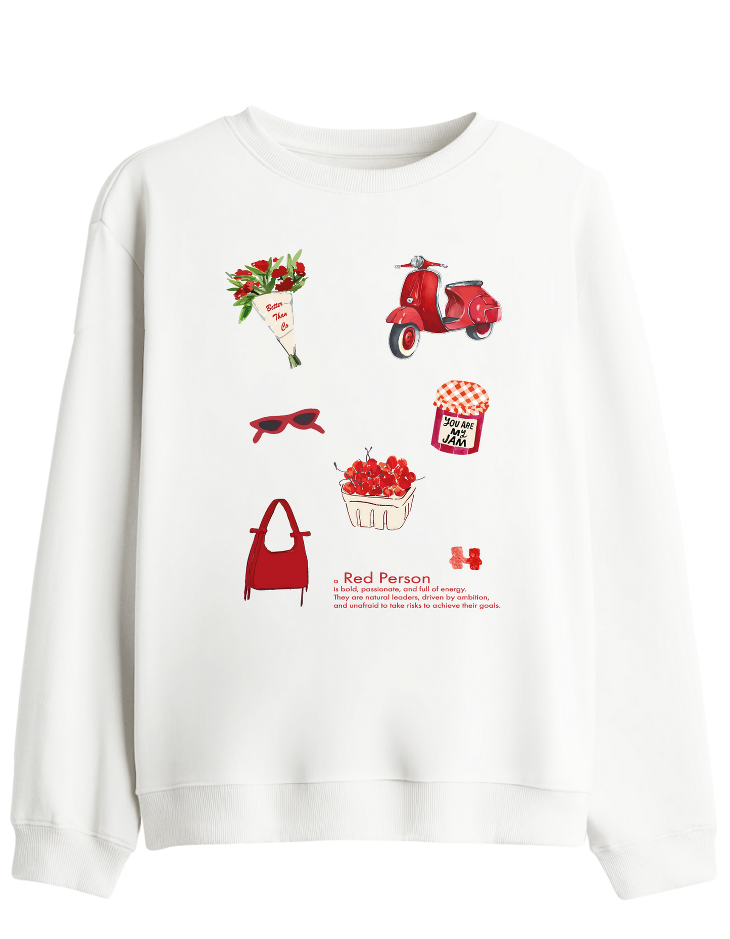 Red Person Baskılı Bisiklet Yaka Sweatshirt