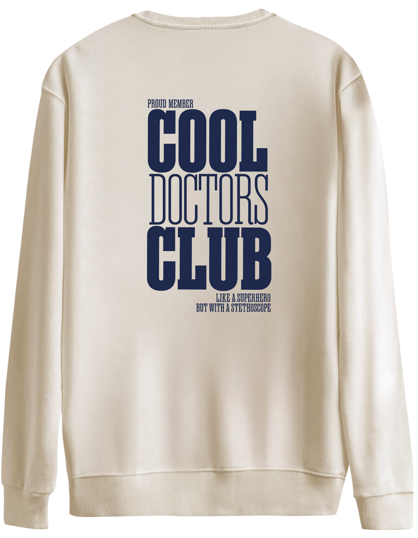 Cool Doctors Club Baskılı Bisiklet Yaka Oversize Sweatshirt