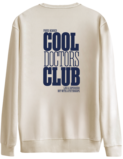 Cool Doctors Club Baskılı Bisiklet Yaka Oversize Sweatshirt