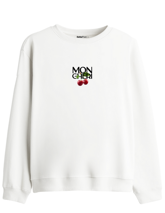 Monchéri Baskılı Bisiklet Yaka Sweatshirt