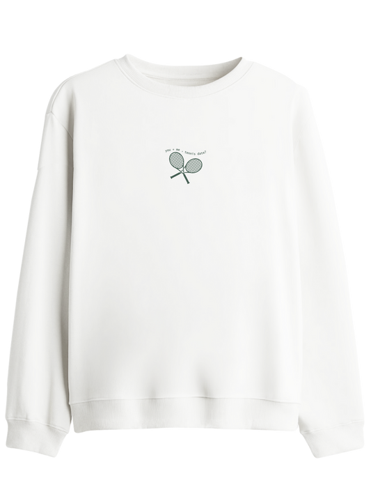 Tennis Date Baskılı Bisiklet Yaka Sweatshirt