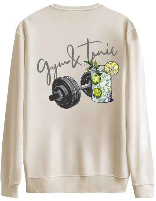 Gym Tonic Baskılı Bisiklet Yaka Oversize Sweatshirt