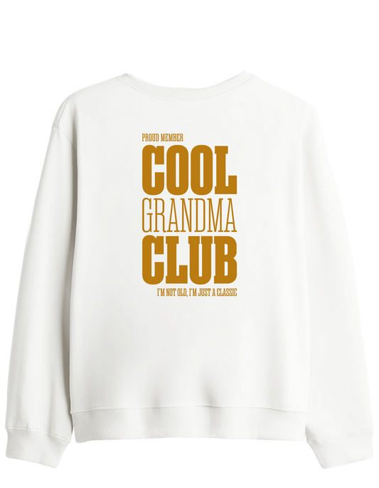 Cool Grandma Club Baskılı Bisiklet Yaka Sweatshirt
