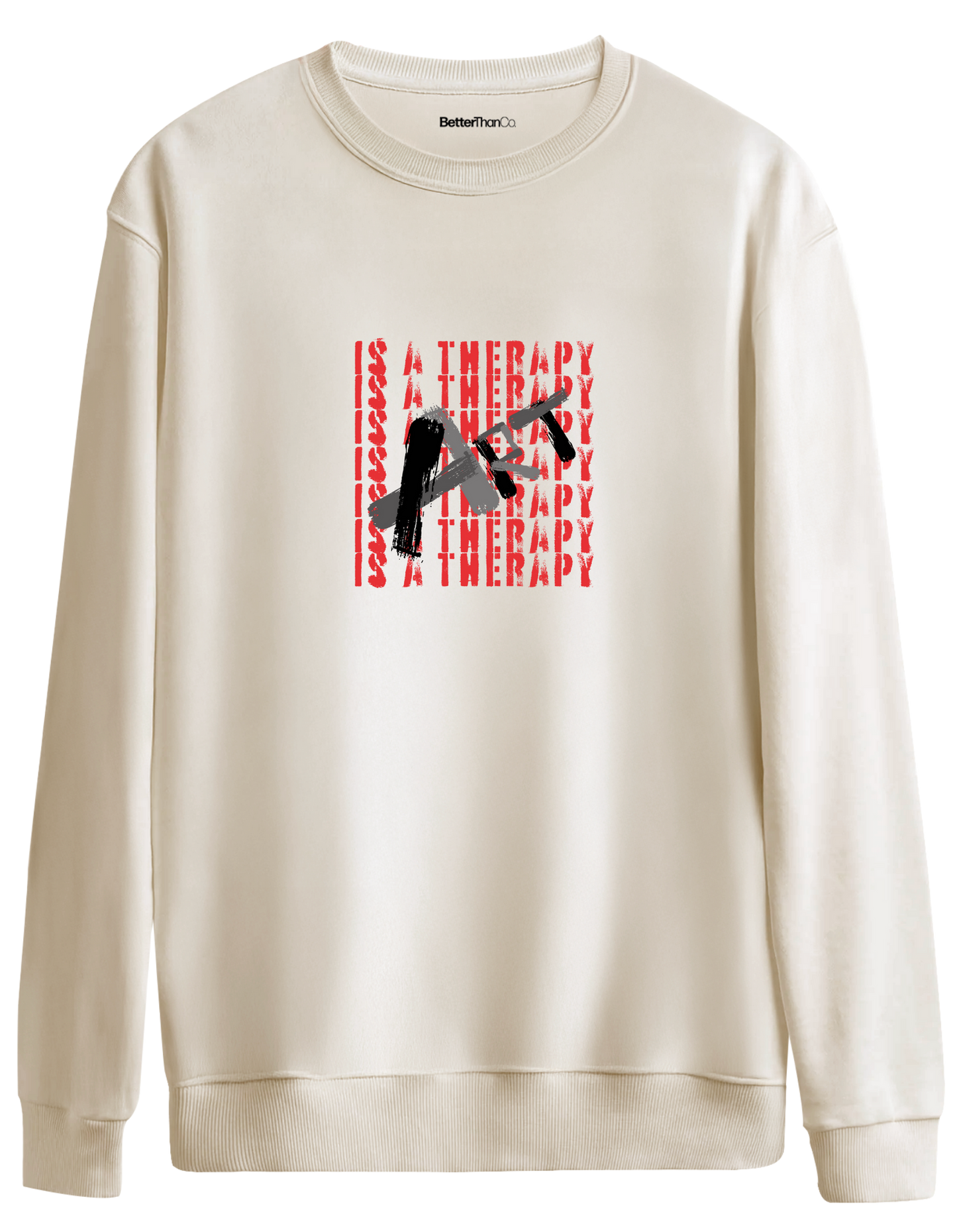 Art Is a Therapy Baskılı Bisiklet Yaka Oversize Sweatshirt