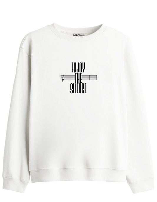 Enjoy The Silence Baskılı Bisiklet Yaka Sweatshirt