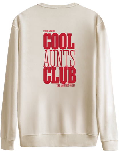 Cool Aunts Club Baskılı Bisiklet Yaka Oversize Sweatshirt