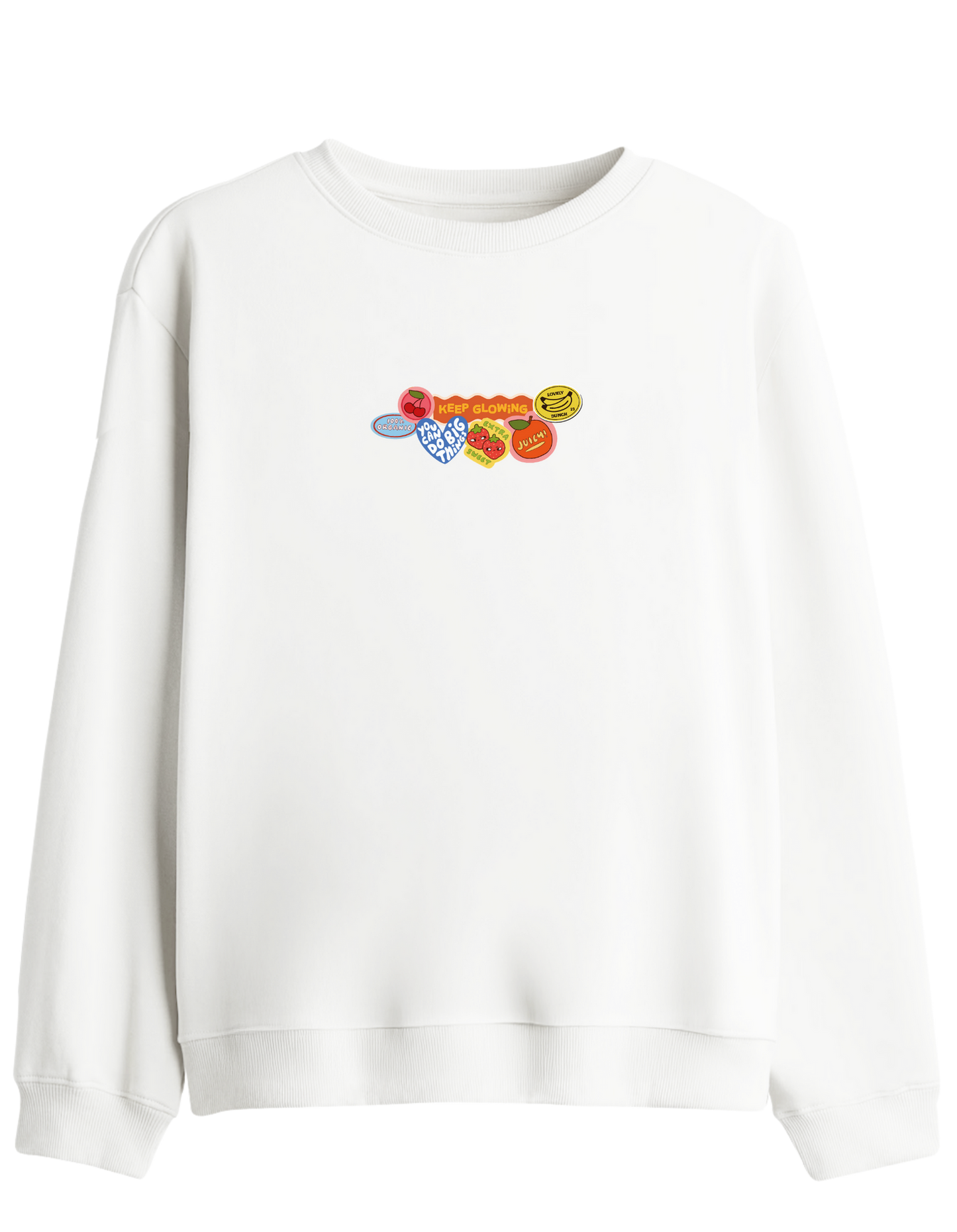 Fruits Baskılı Bisiklet Yaka Sweatshirt