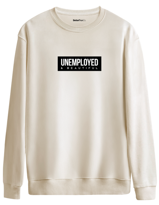 Unemployed Baskılı Bisiklet Yaka Oversize Sweatshirt