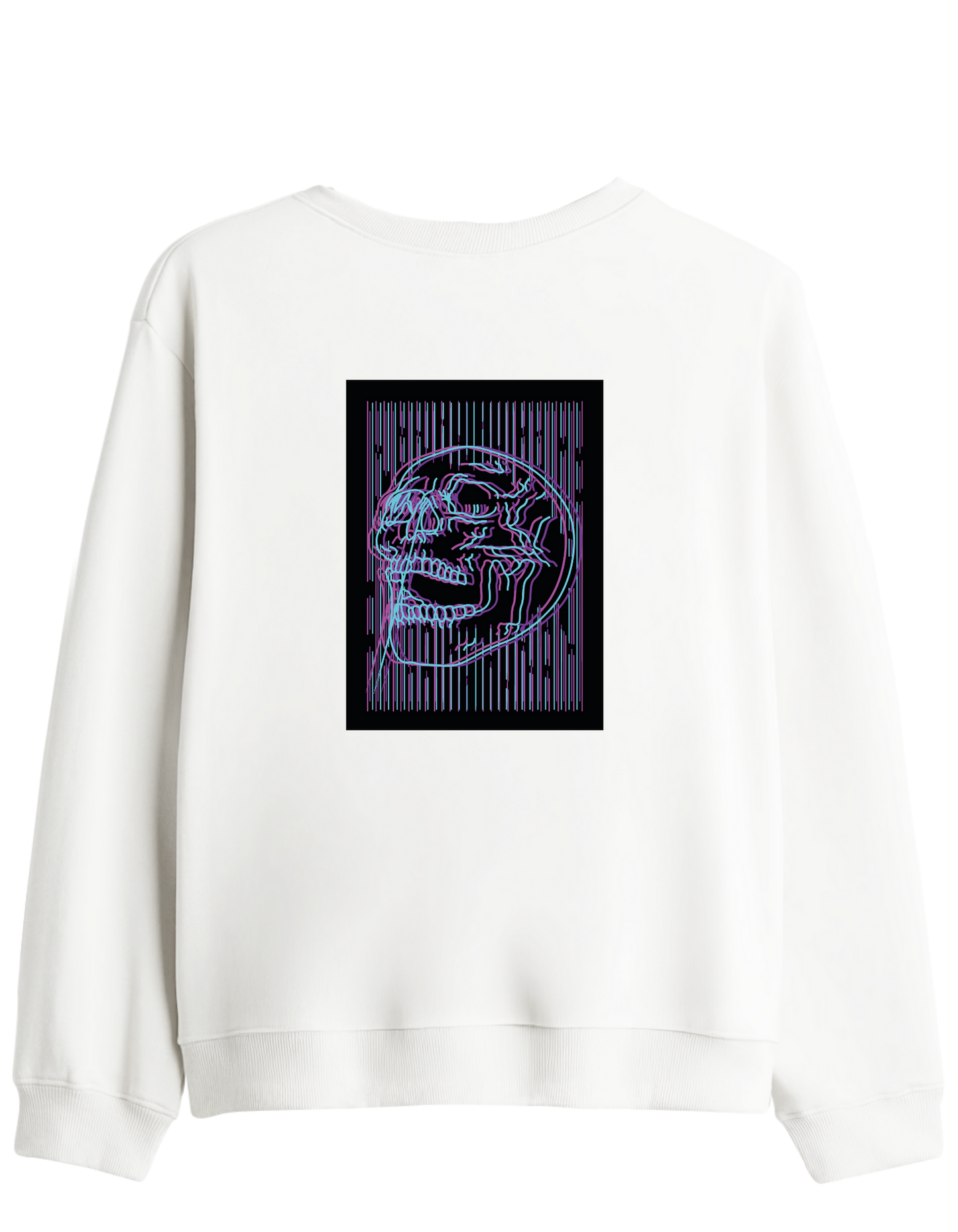 Neon Baskılı Bisiklet Yaka Sweatshirt