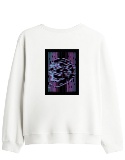 Neon Baskılı Bisiklet Yaka Sweatshirt