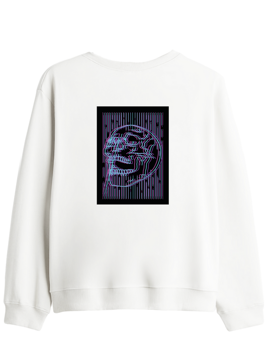 Neon Baskılı Bisiklet Yaka Sweatshirt