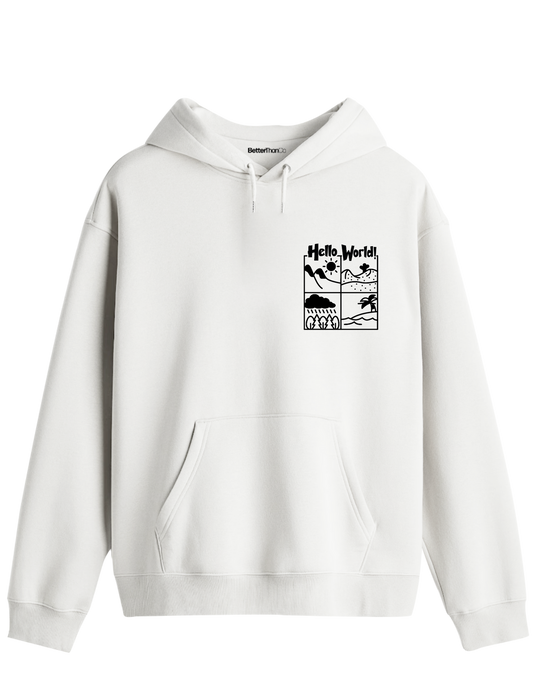 Hello World Baskılı Unisex Kapüşonlu Yaka Hoodie