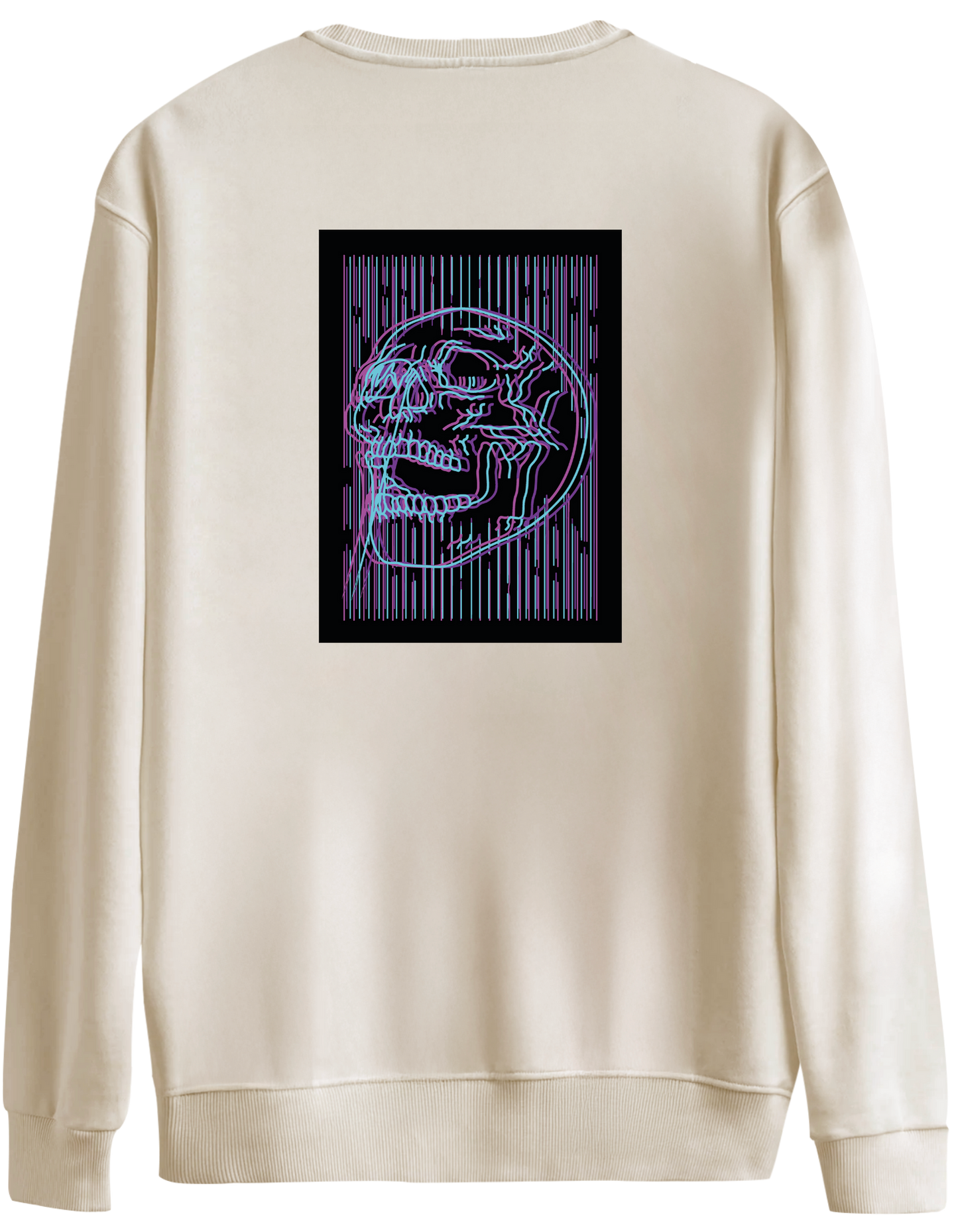 Neon Baskılı Bisiklet Yaka Oversize Sweatshirt