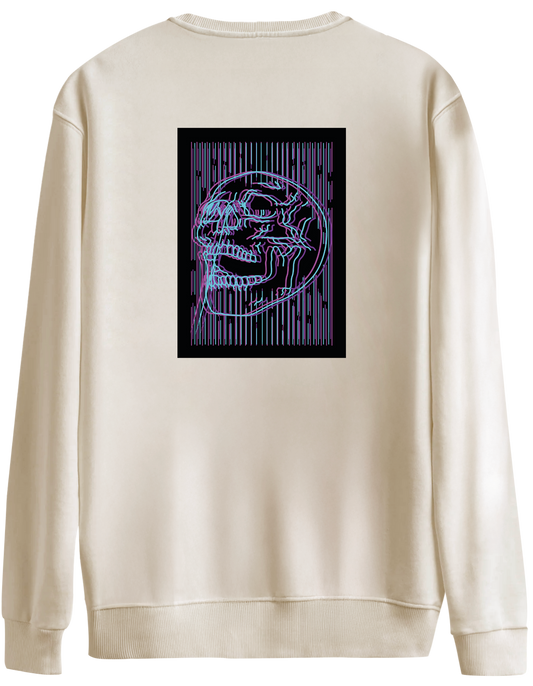 Neon Baskılı Bisiklet Yaka Oversize Sweatshirt