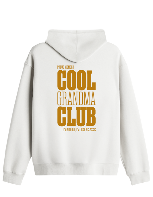 Cool Grandma Club Baskılı Unisex Kapüşonlu Yaka Hoodie