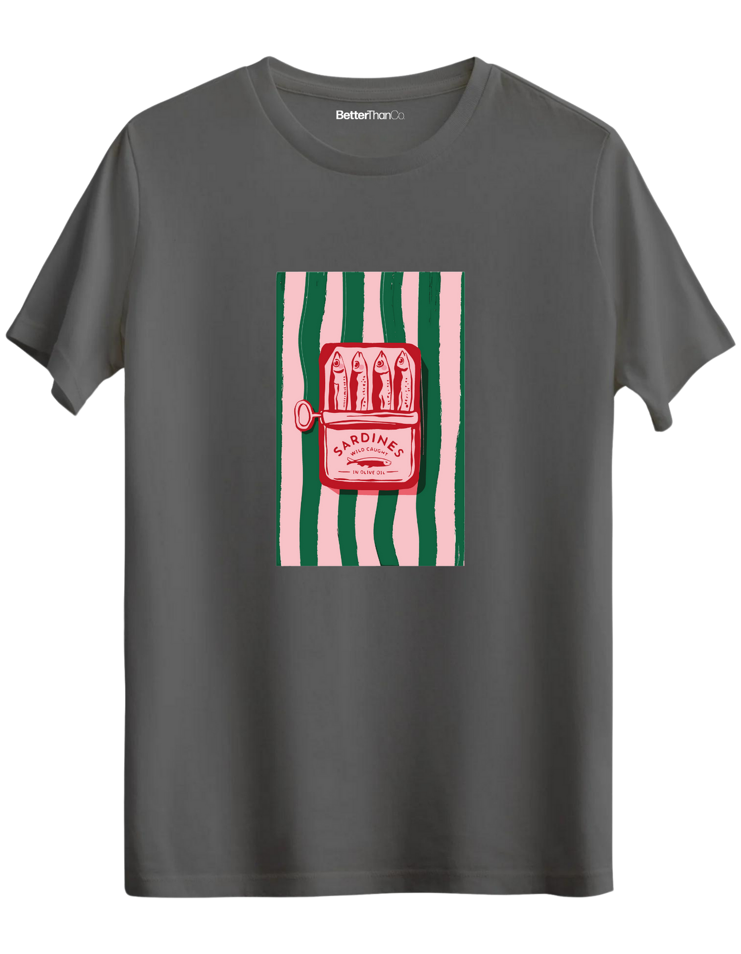Sardines Baskılı Bisiklet Yaka Regular T-shirt