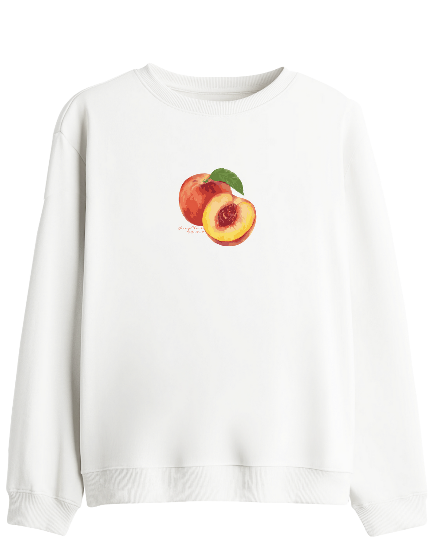 Peach Baskılı Bisiklet Yaka Sweatshirt