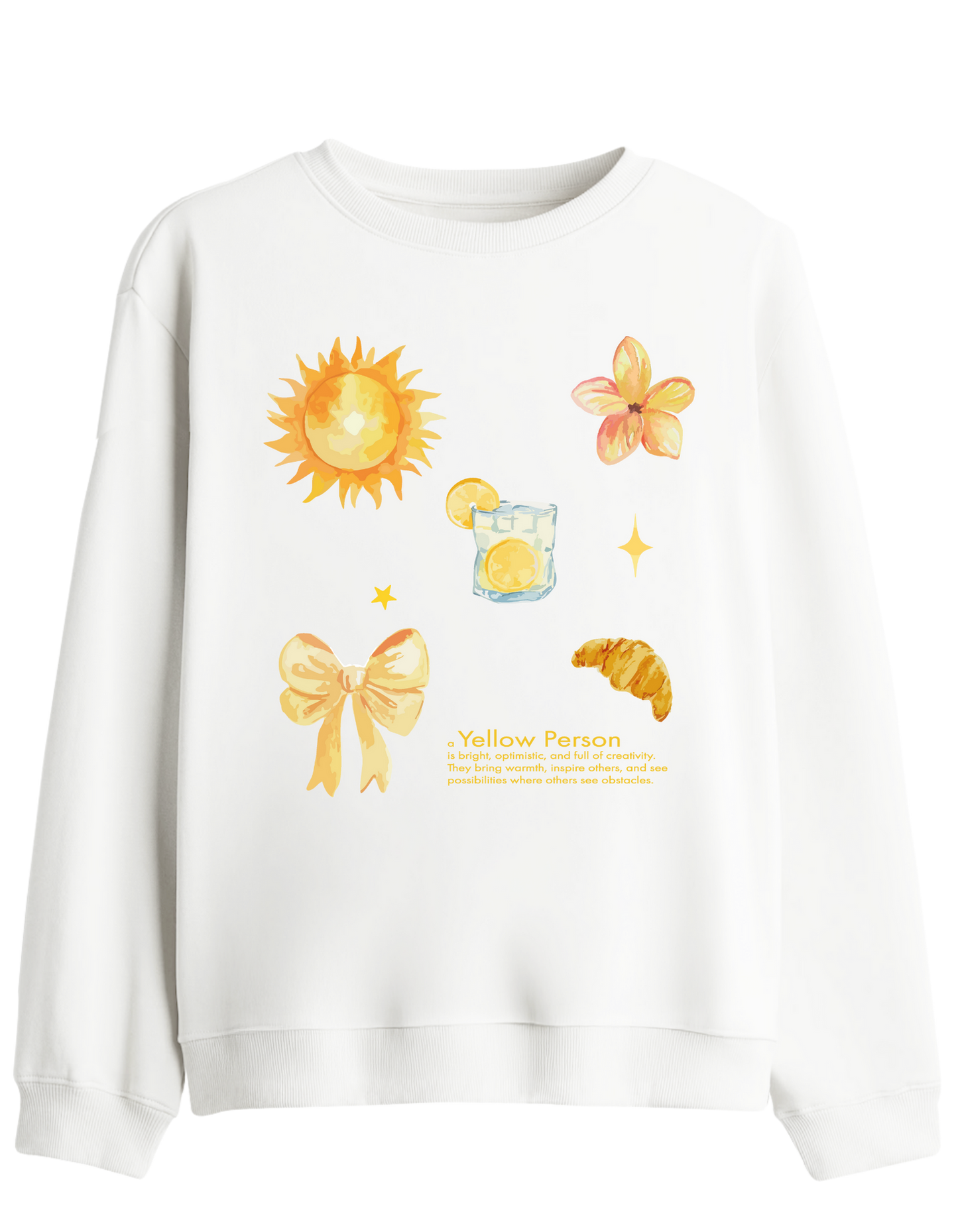 Yellow Person Baskılı Bisiklet Yaka Sweatshirt