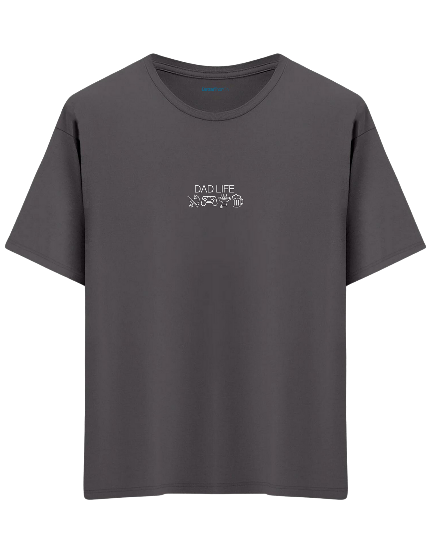 Dad Life Baskılı Bisiklet Yaka Oversize T-shirt