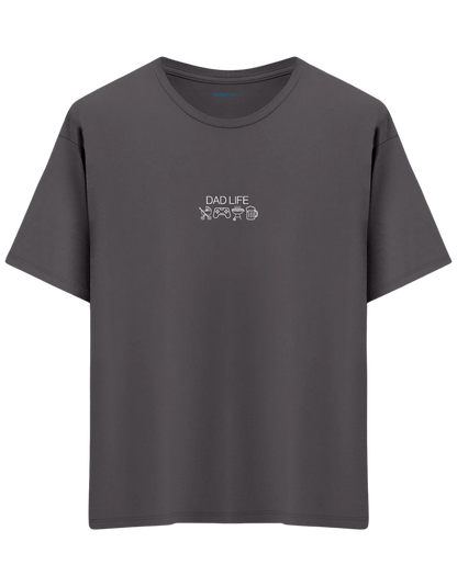 Dad Life Baskılı Bisiklet Yaka Oversize T-shirt