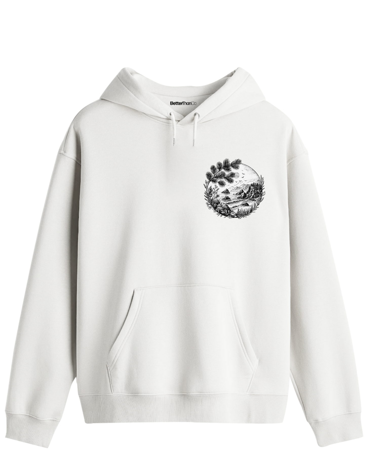 Nature Baskılı Unisex Kapüşonlu Yaka Hoodie