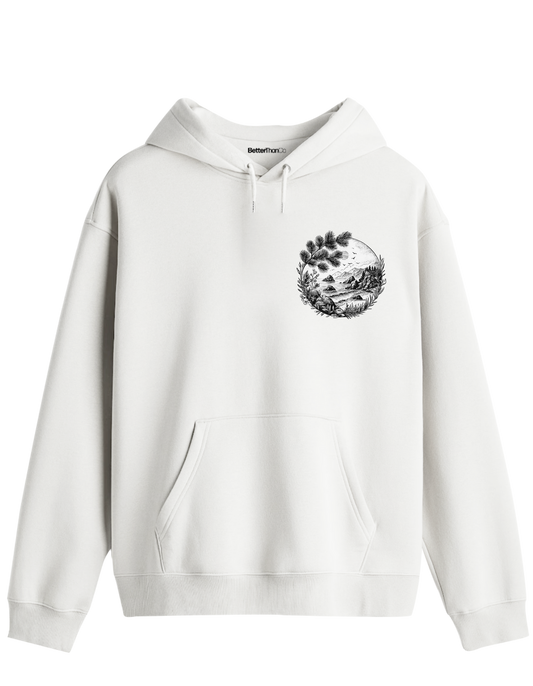 Nature Baskılı Unisex Kapüşonlu Yaka Hoodie