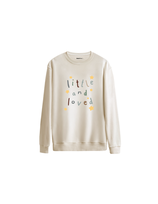 Little and Love Baskılı Oversize Bisiklet Yaka Çocuk Sweatshirt