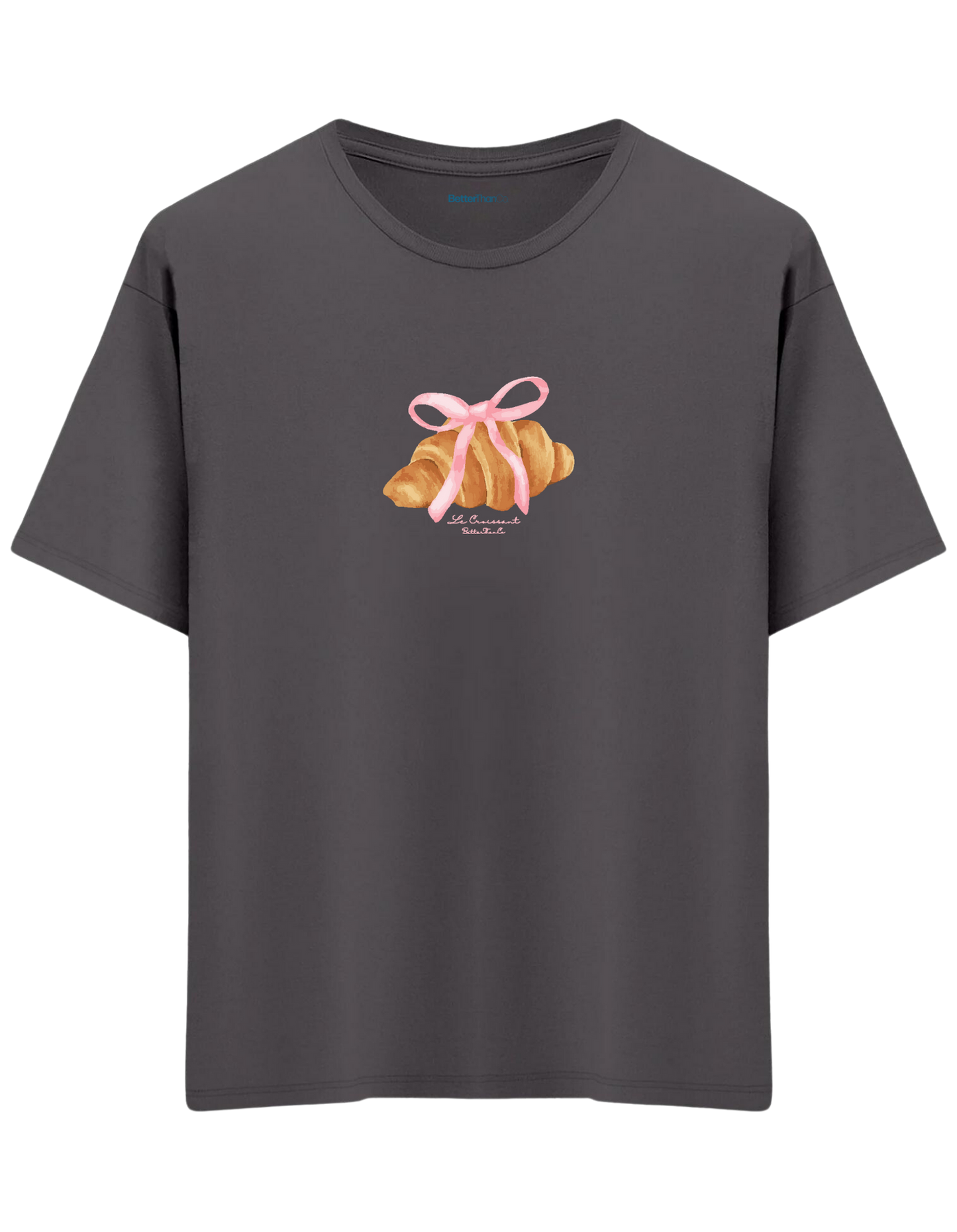 Kruvasan Baskılı Bisiklet Yaka Oversize T-shirt