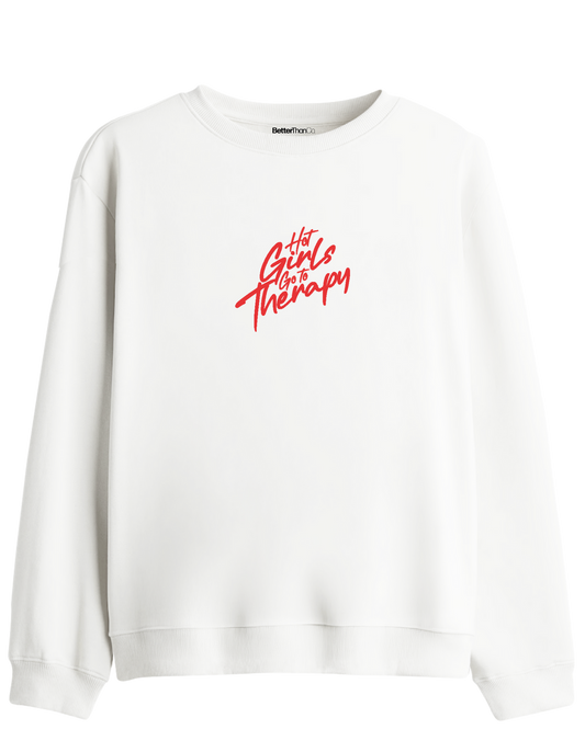 Therapy Baskılı Bisiklet Yaka Sweatshirt